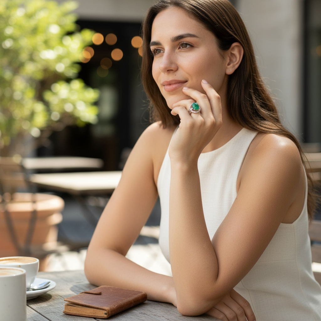 Bague réglable chrysoprase Australie AA+ argent 925