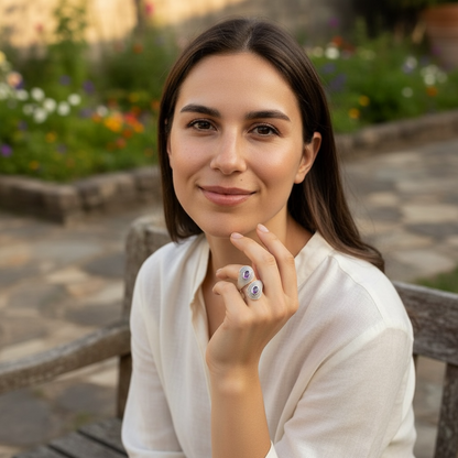 Bague réglable améthyste Brésil AA argent 925