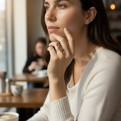 Adjustable ring Natural Citrine Brazil AAA silver 925