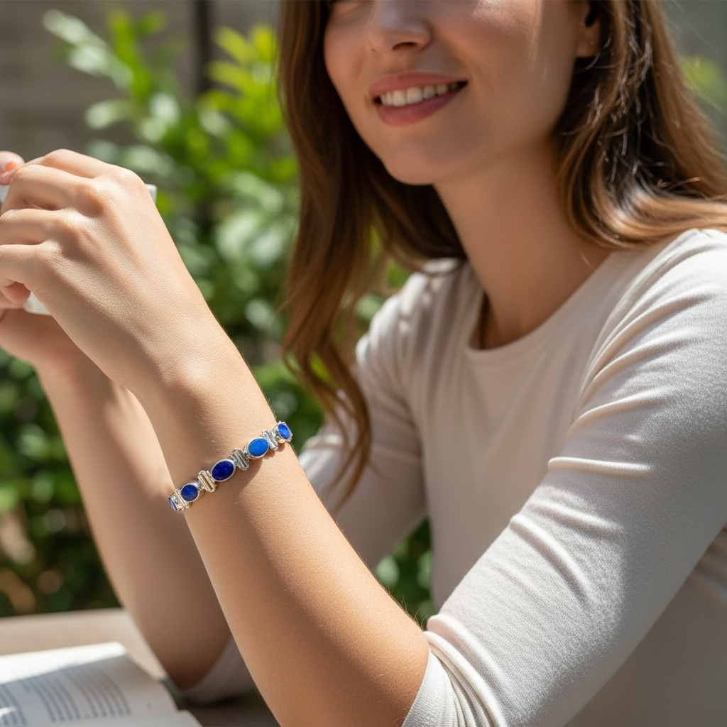 Bracelet opale doublet Australie AAA argent 925