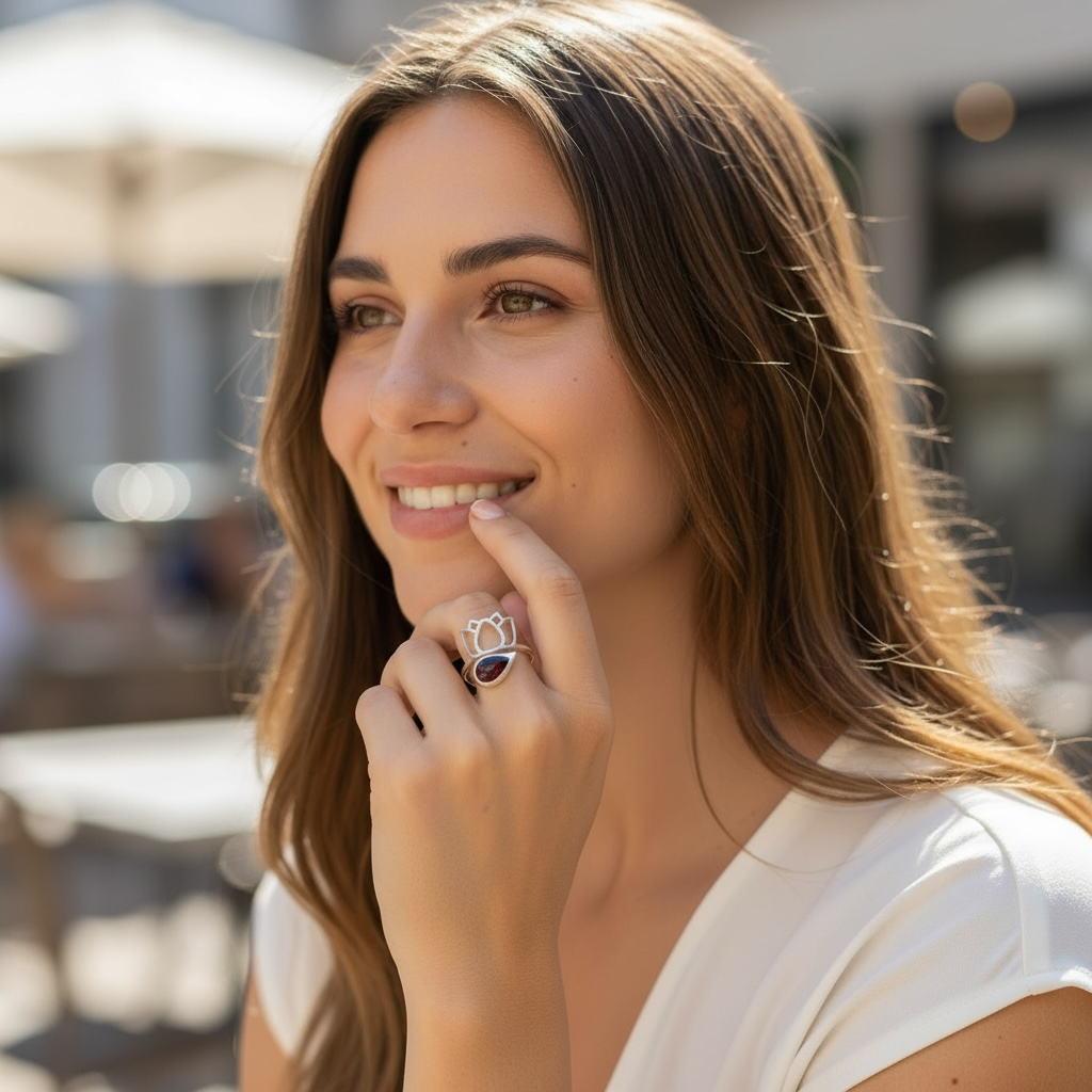 Bague réglable Grenat Rhodolite Ethiopie AAA argent 925