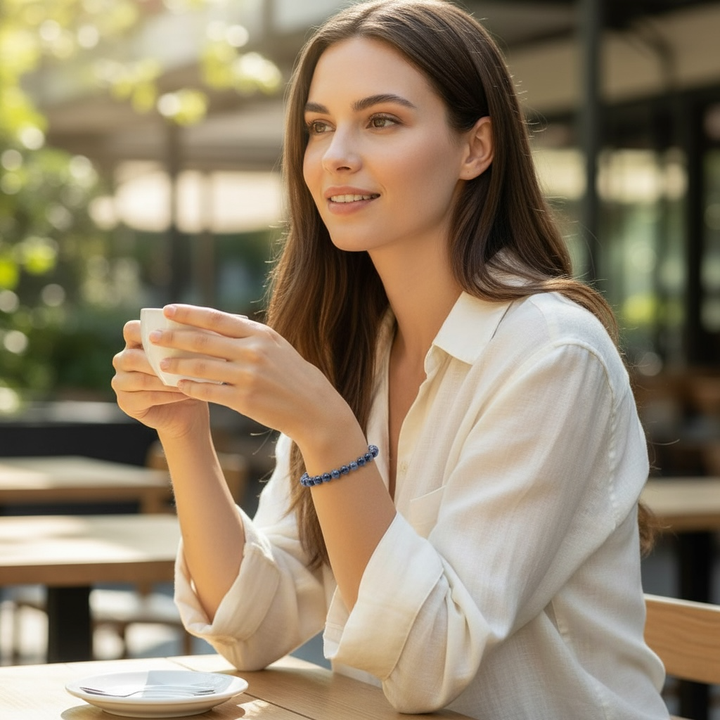Bracelet saphir bleu Inde AA (boules 5-6mm)