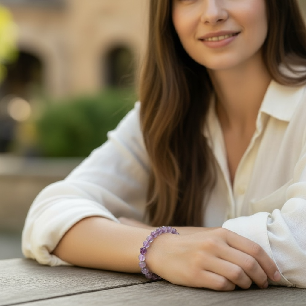 Bracelet améthyste Bolivie AA (boules 7-8mm)