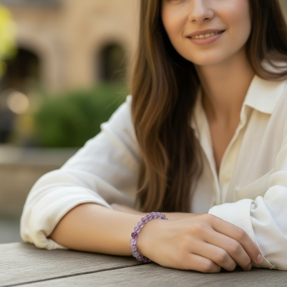 Bracelet améthyste Bolivie AA (boules 7-8mm)