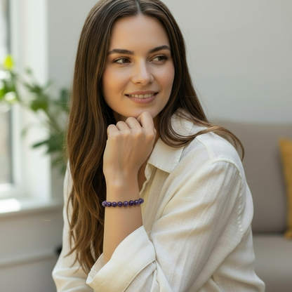 Pulsera de Amatista Brasil A (bolas 10mm)