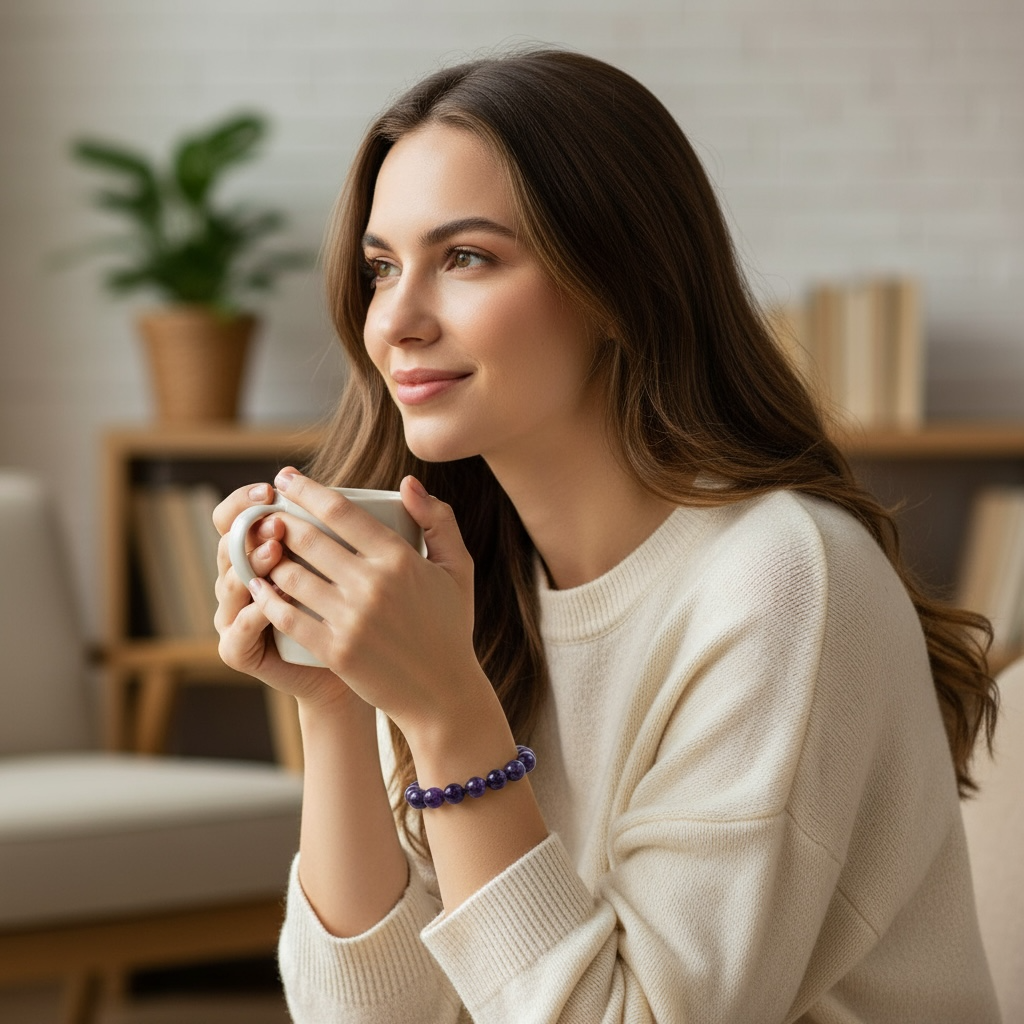 Bracelet améthyste Brésil A (boules 12mm)
