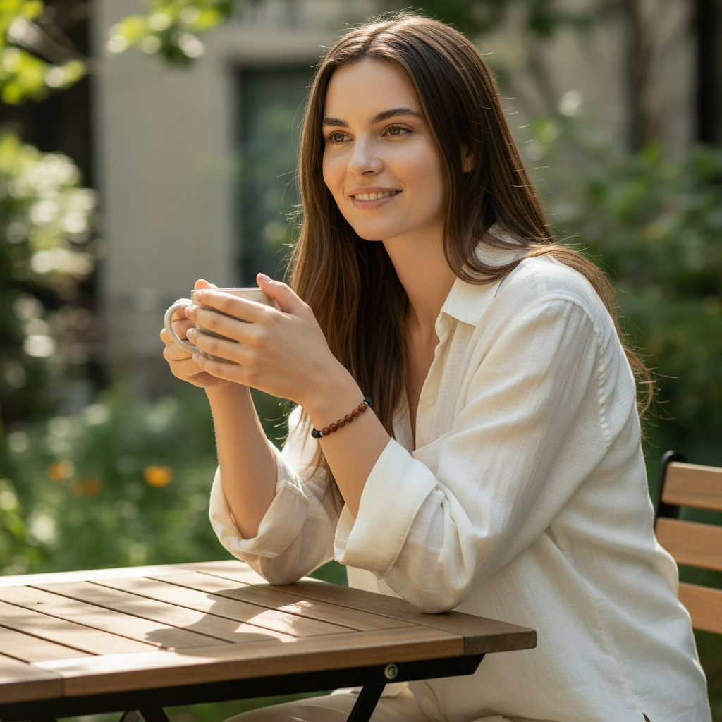 Bracelet &quot;Zodiac&quot; Bélier - Pierre de lave - Jaspe rouge (boules 8mm)