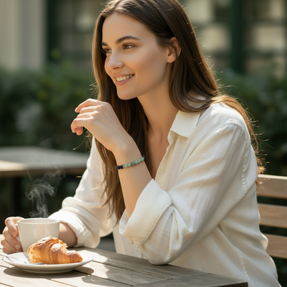 Cancer &quot;Zodiac&quot; bracelet - Lava stone - Green Aventurine (8mm balls)