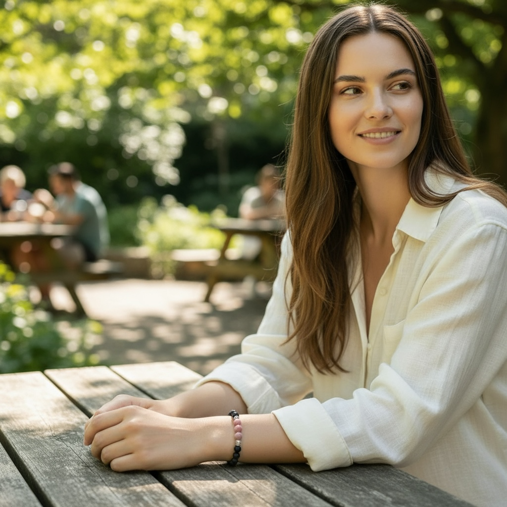 Bracelet &quot;Zodiac&quot; Capricorne - Pierre de lave - Rhodonite (boules 8mm)