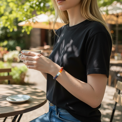 Bracelet 7 chakras modèle 1 AB (boules 5-6mm)