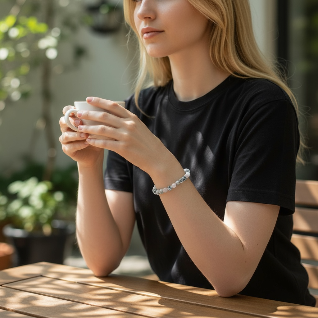 Bracelet agate arbre Inde A (boules 5-6mm)