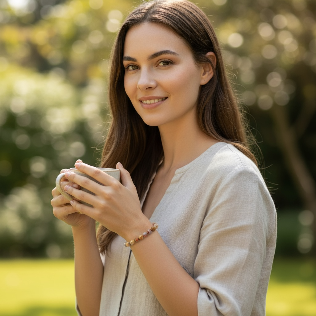 Mexican crazy lace agate bracelet A (7-8mm beads)