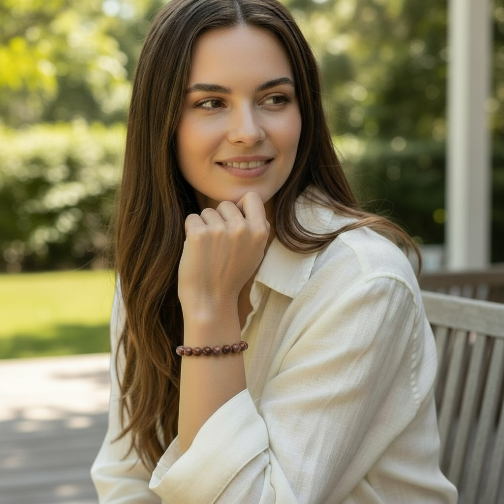 Pulsera ágata loca roja México AA (bolas 5-6mm)