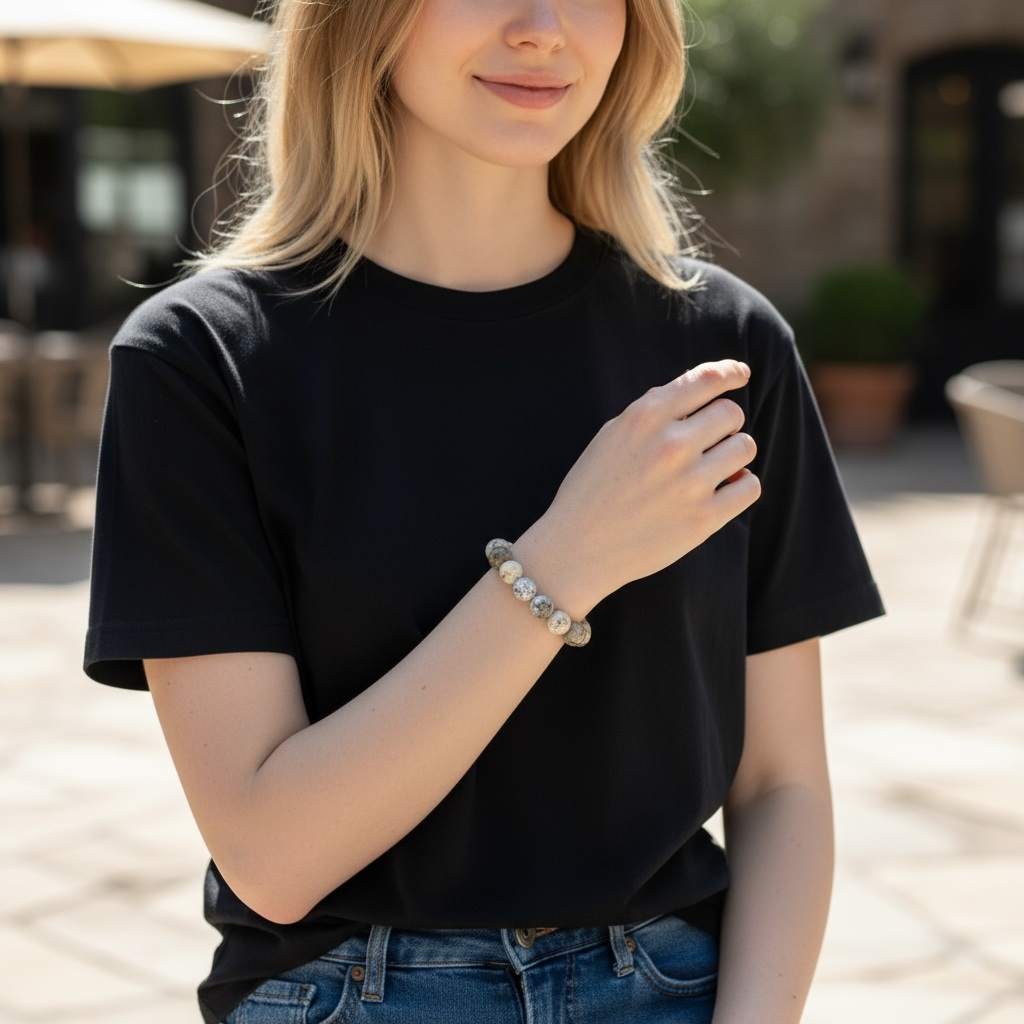 Bracelet agate dentrite Brésil A (boules 10mm)