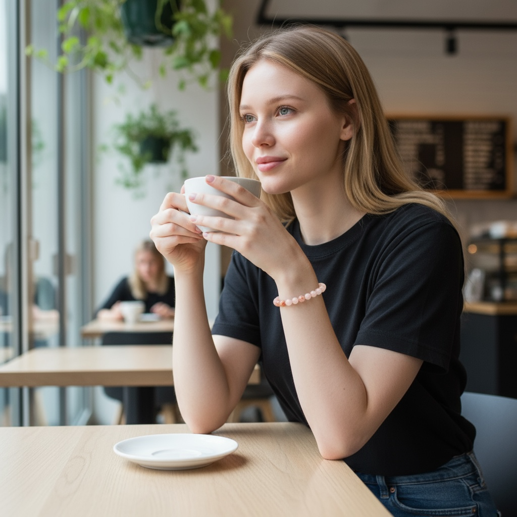 Bracelet agate fleur de cerisier Madagascar A (boules 5-6mm)