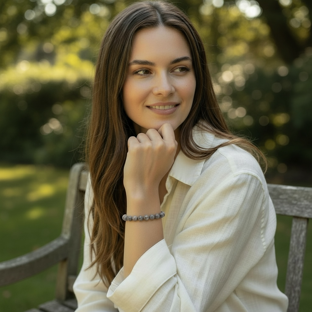 Fossil agate bracelet United States AB (5-6mm balls)