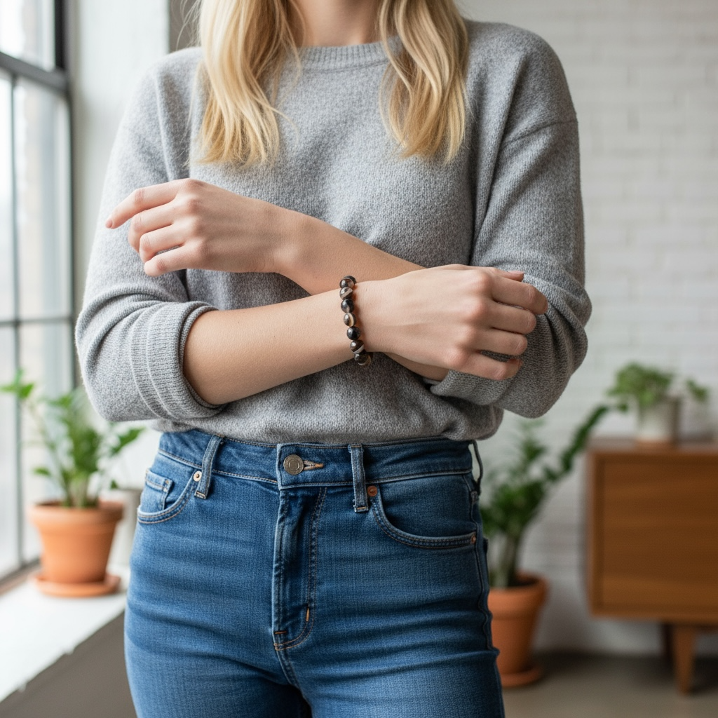 Madagascar A cherry blossom agate bracelet (7-8mm balls)