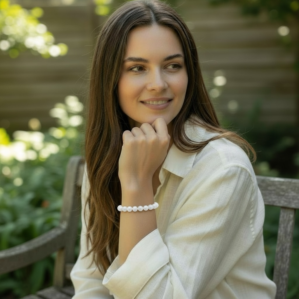 Bracelet pierre de lune arc en ciel Inde A (péristérite) boules 9,5-10,5mm