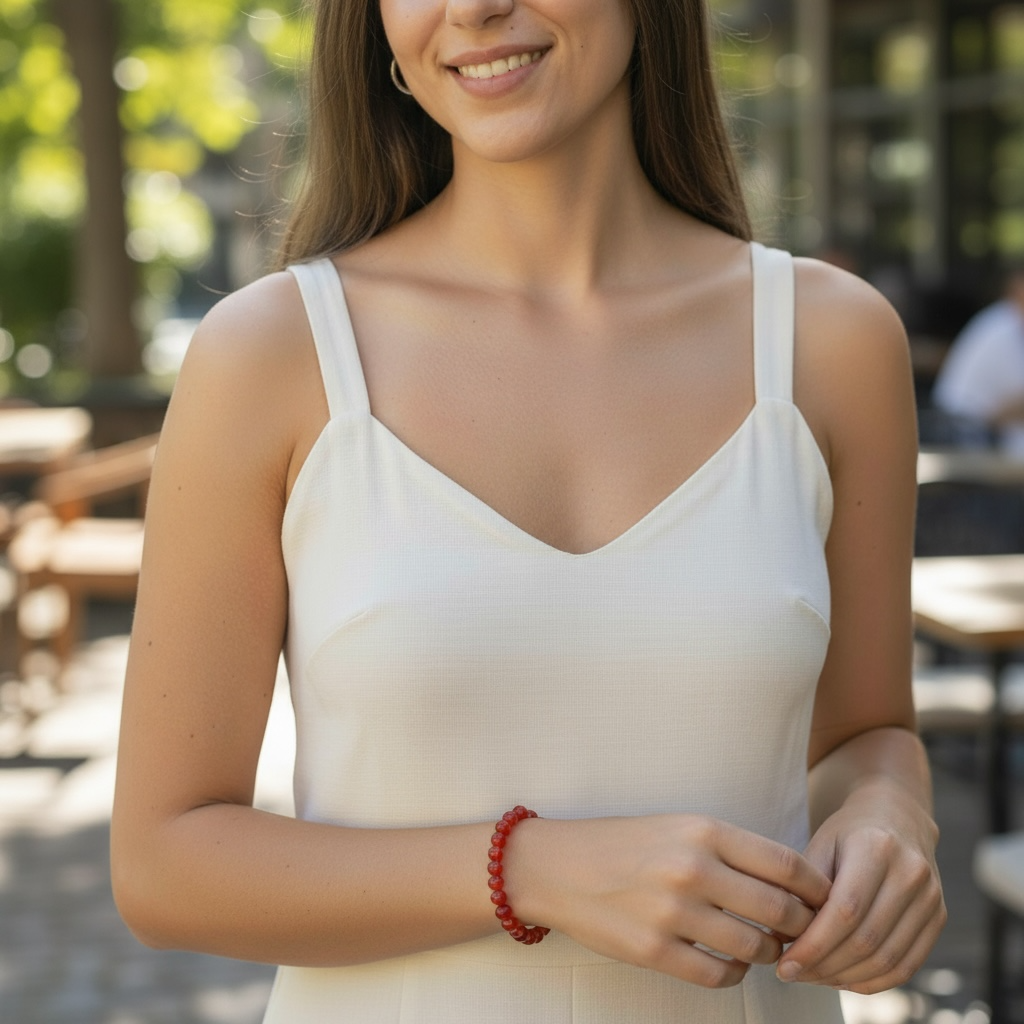 Heated Carnelian Bracelet Brazil A (5-6mm balls)
