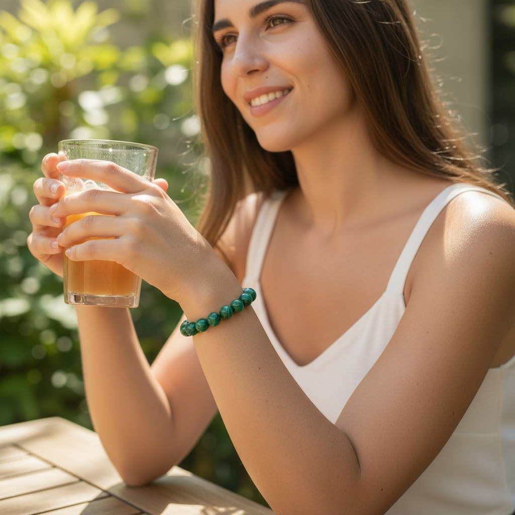 Pulsera Malaquita Congo AA (bolas 11-12mm)