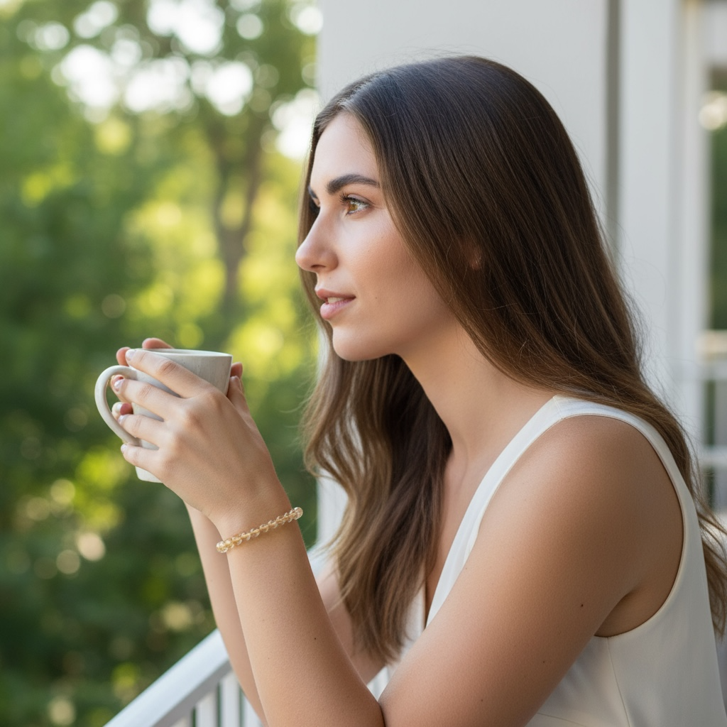 Bracelet citrine naturelle Madagascar AA (boules 5-6mm)