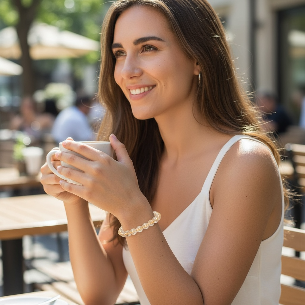 Natural citrine bracelet from Madagascar AAA (7-8mm beads)