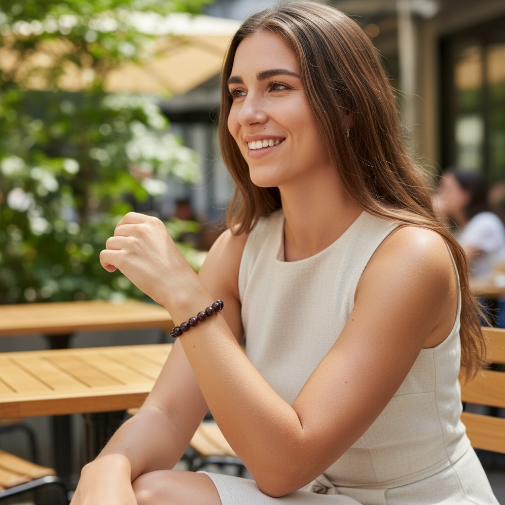 Pakistan AA almandine red garnet bracelet (7-8mm balls)