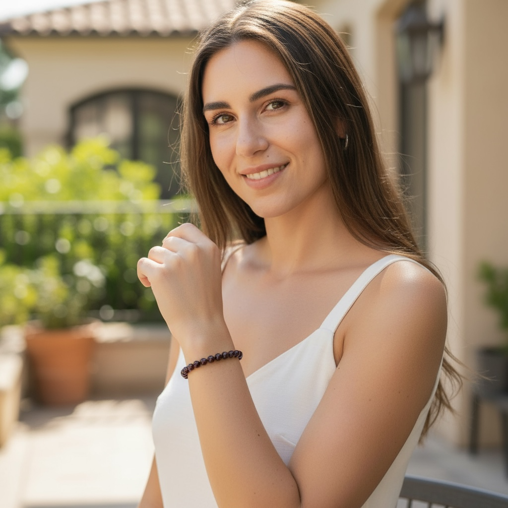 Almandine red garnet bracelet Pakistan A (balls (5-6mm)