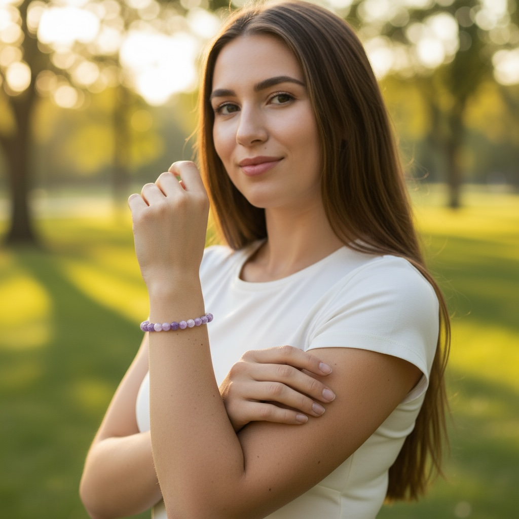 Madagascar A+ lepidolite bracelet (5-6mm balls)