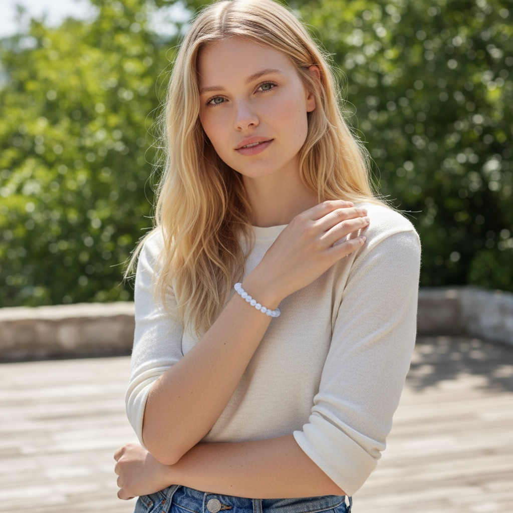 Namibia AA blue chalcedony bracelet (5-6mm balls)