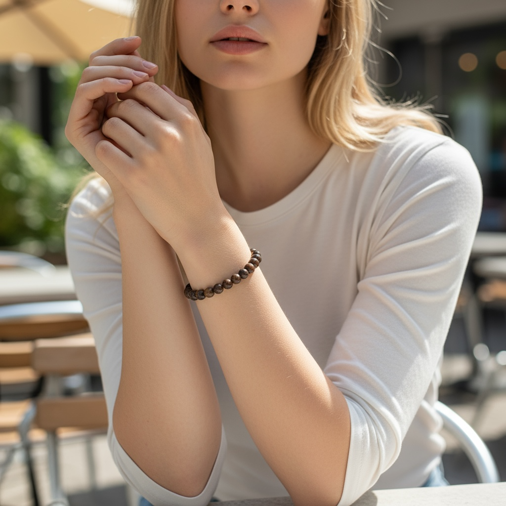 Bracelet bronzite Brésil A (boules 5-6mm)