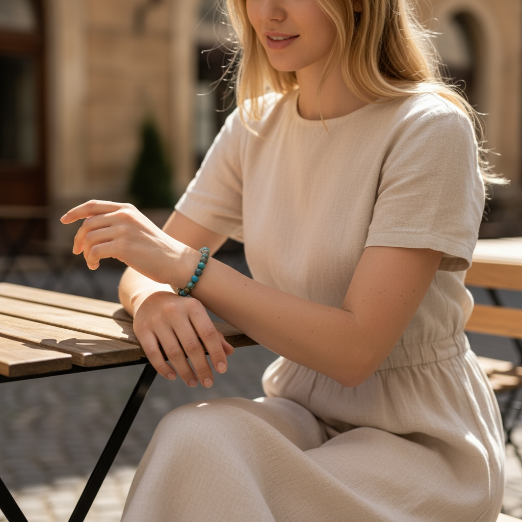 Pulsera Sudáfrica Shattuckita crisocola AA (bolas 5-6mm)