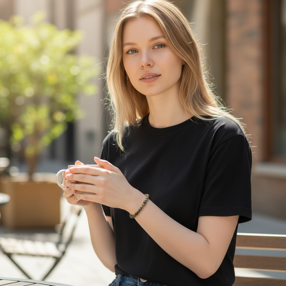 Pulsera Crisocola sobre Gangue Peru AB (bolas 5-6mm)