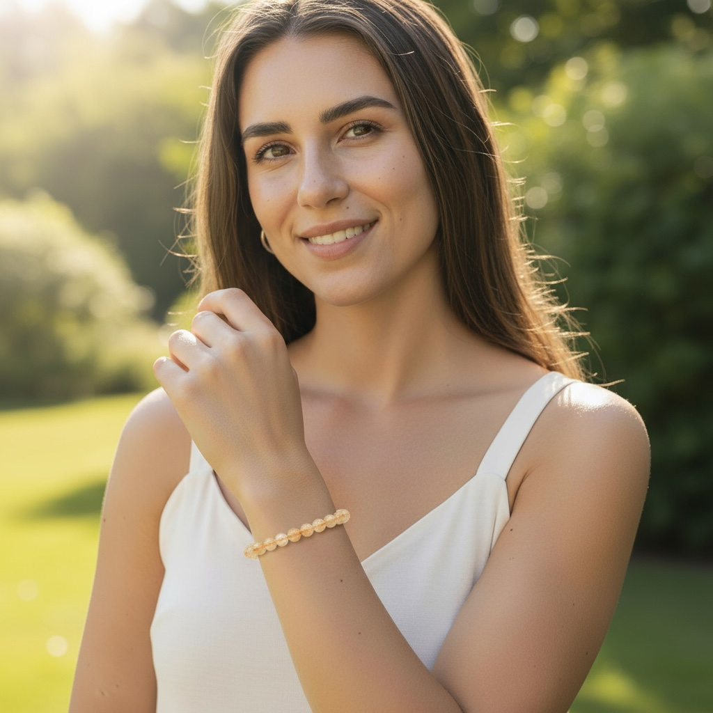 Bracelet citrine chauffée (améthyste chauffée) Brésil AA (boules 5-6mm)