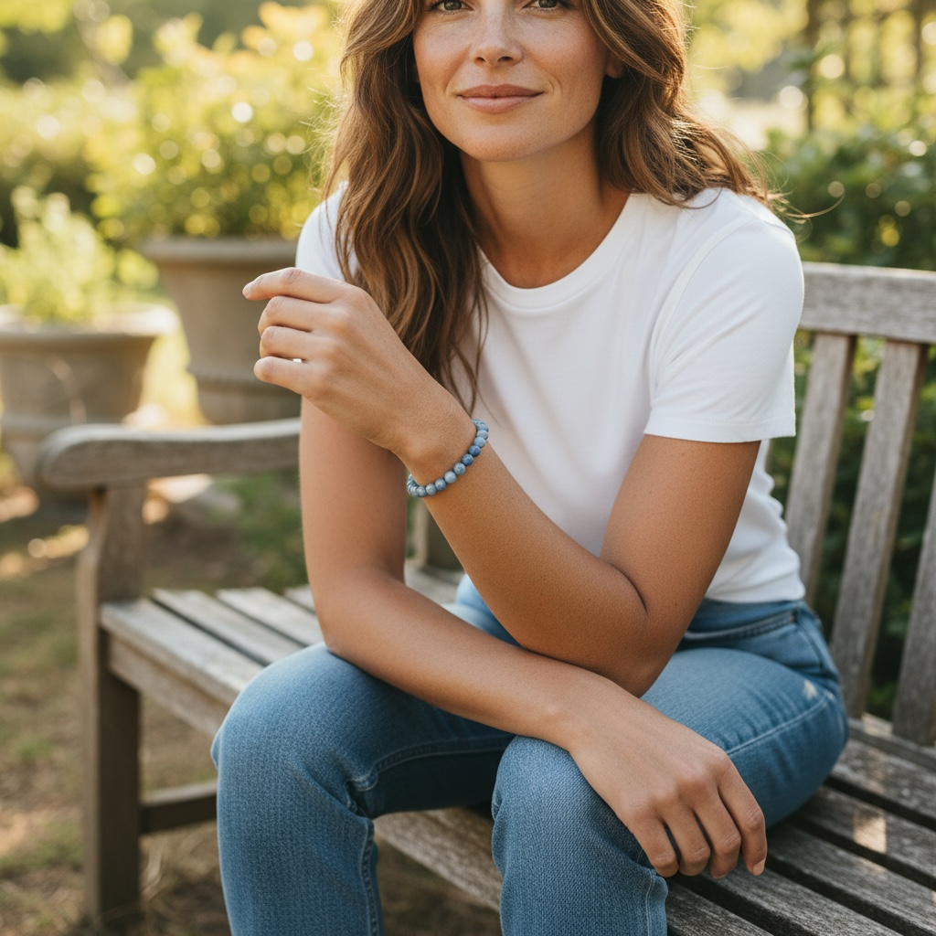 Bracelet cyanite bleue ou disthène naturelle Inde A (boules 5-6mm)