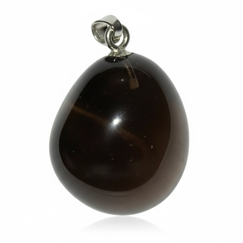 Smoky quartz pendant United States AA rolled stone 925 silver loop