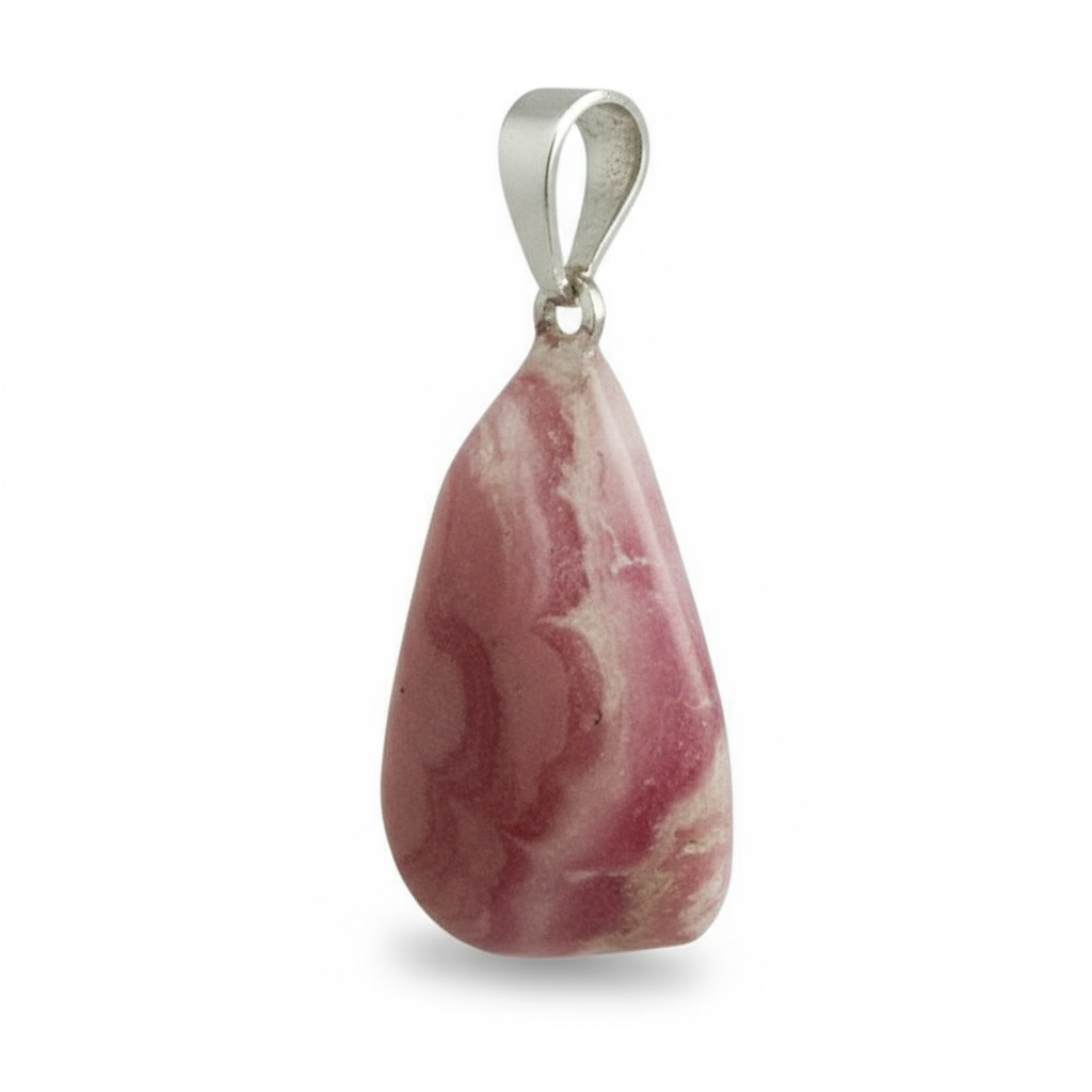 Pendentif rhodochrosite Argentine A pierre roulée boucle argent 925