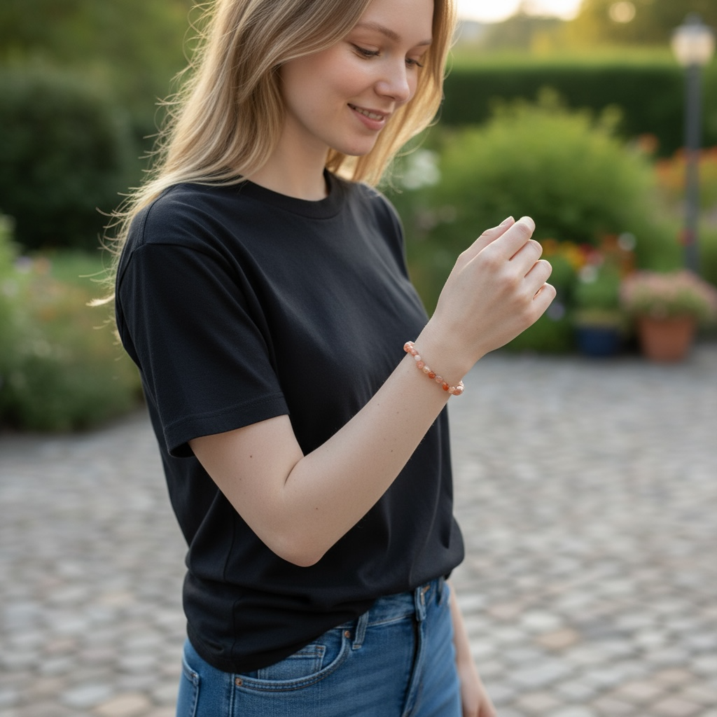 Bracelet pierre de soleil Inde A (grains 5-7mm)