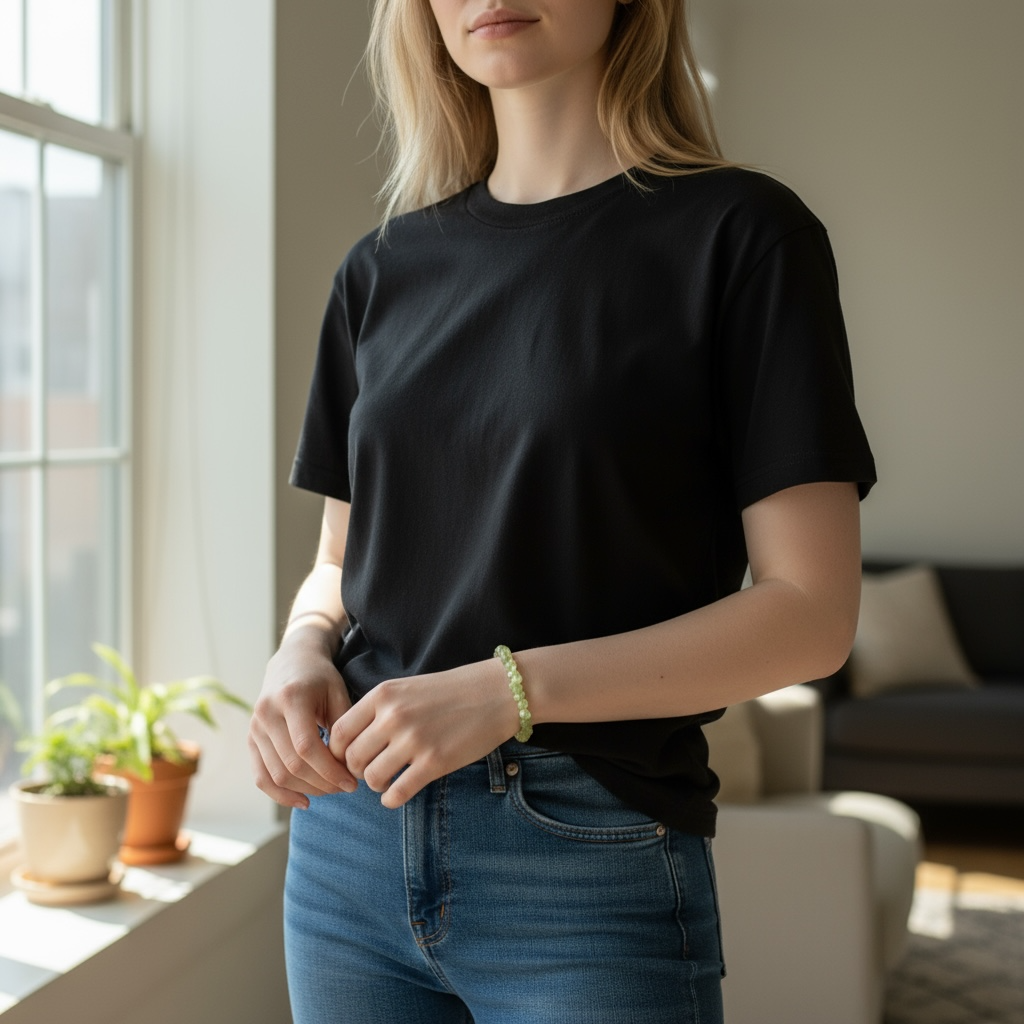 Bracelet péridot Inde A+ (grains 5-7mm)