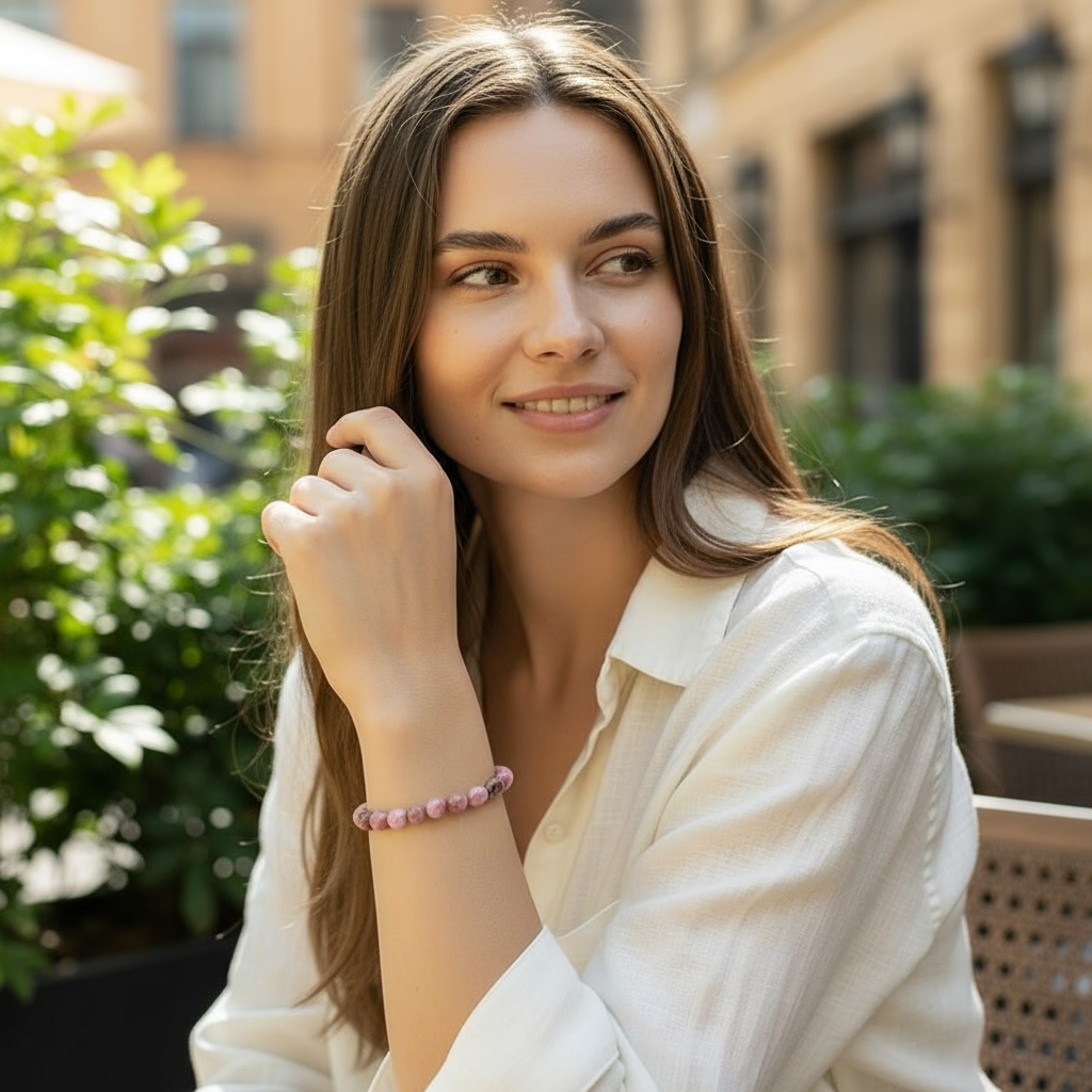 Thulite bracelet Norway A (grains 5-7mm)