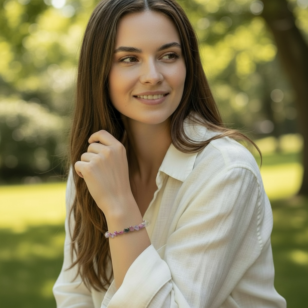 Bracelet tourmaline multicolore Brésil A (grains 5-7mm)