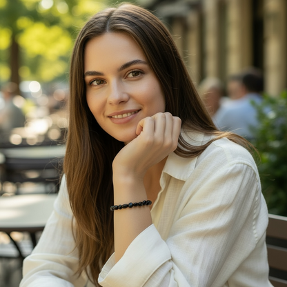 Bracelet tourmaline noire Brésil A (grains 5-7mm)