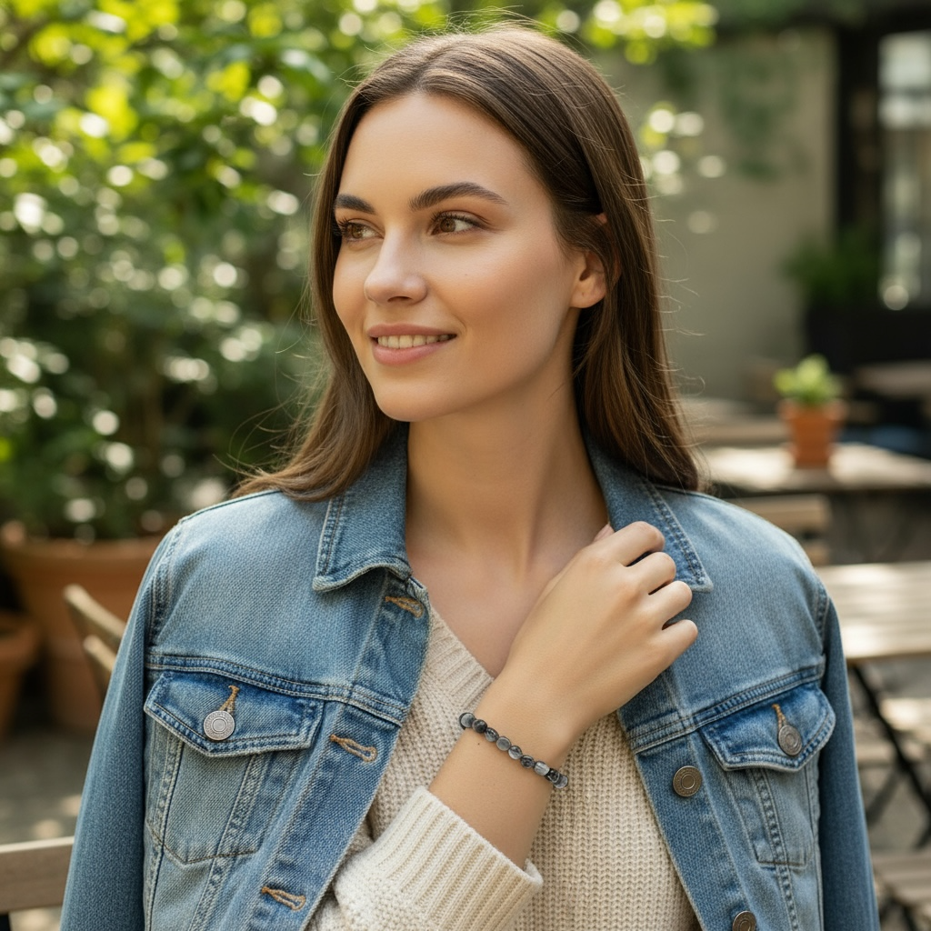 Bracelet tourmaline oeil de chat Afrique du Sud A (grains 5-7mm)