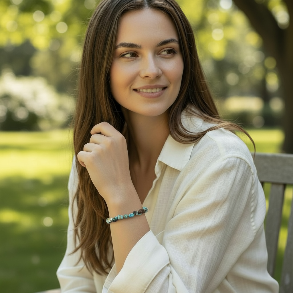 Bracelet turquoise Tibet A (grains 5-7mm)