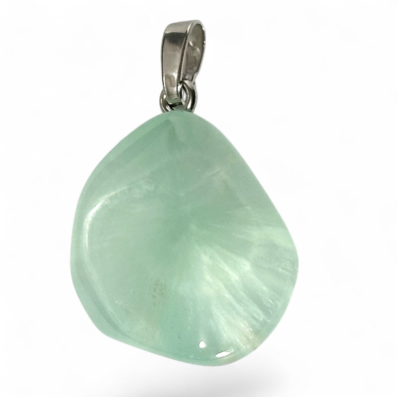 Pendentif préhnite Mali A pierre roulée boucle argent 925