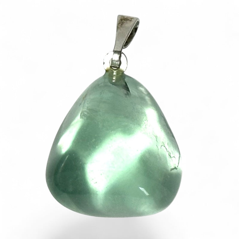 Pendentif fluorine verte Chine A boucle argent 925