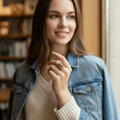 Bague cornaline Brésil A argent 925