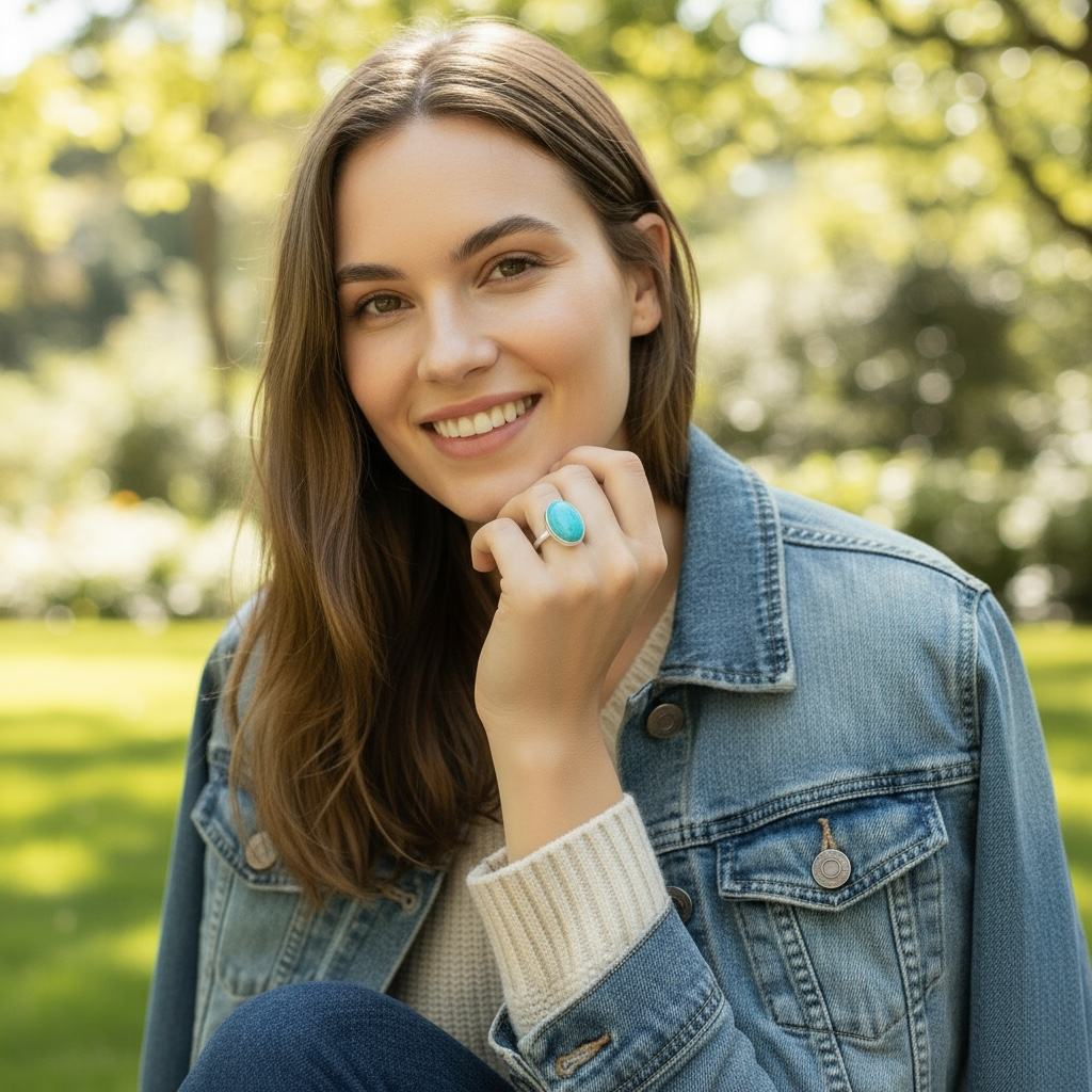 Bague amazonite Pérou AA argent 925