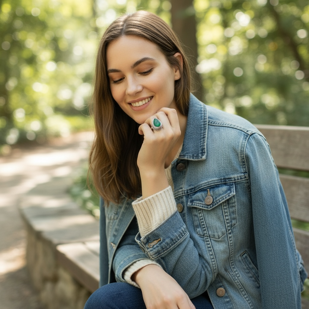 Bague emeraude Brésil AA argent 925 - Taille 53