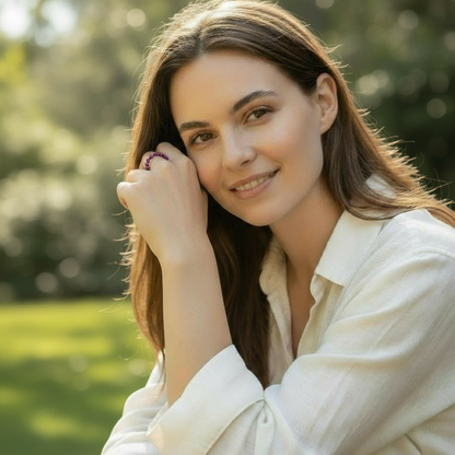 Bague perles grenat rouge almandin Inde A (boules 3mm)